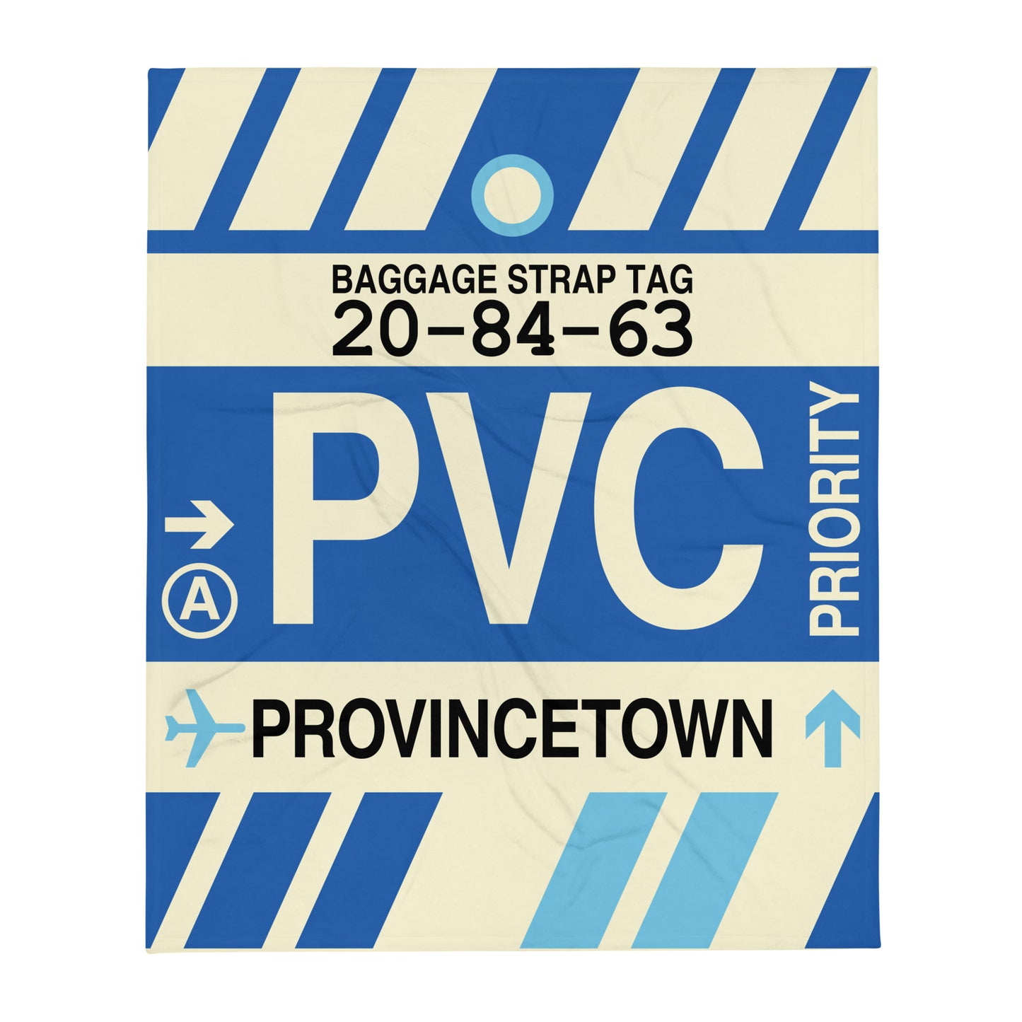 PVC Provincetown Throw Blanket • Jet Age Baggage Tag Design • YHM Designs - Image 01