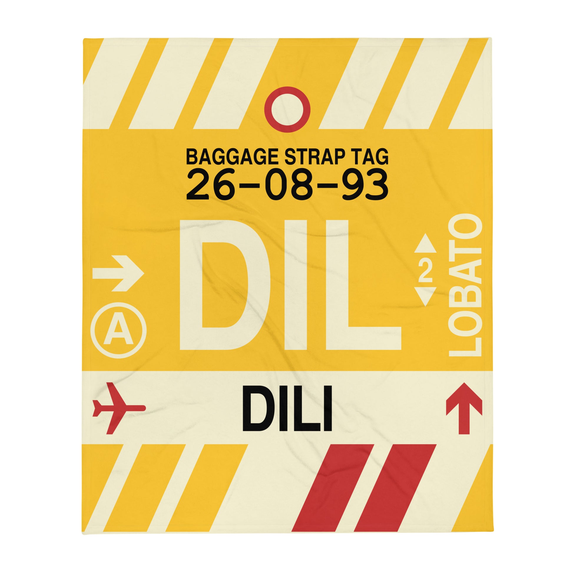 DIL Dili Throw Blanket • Jet Age Baggage Tag Design • YHM Designs - Image 01