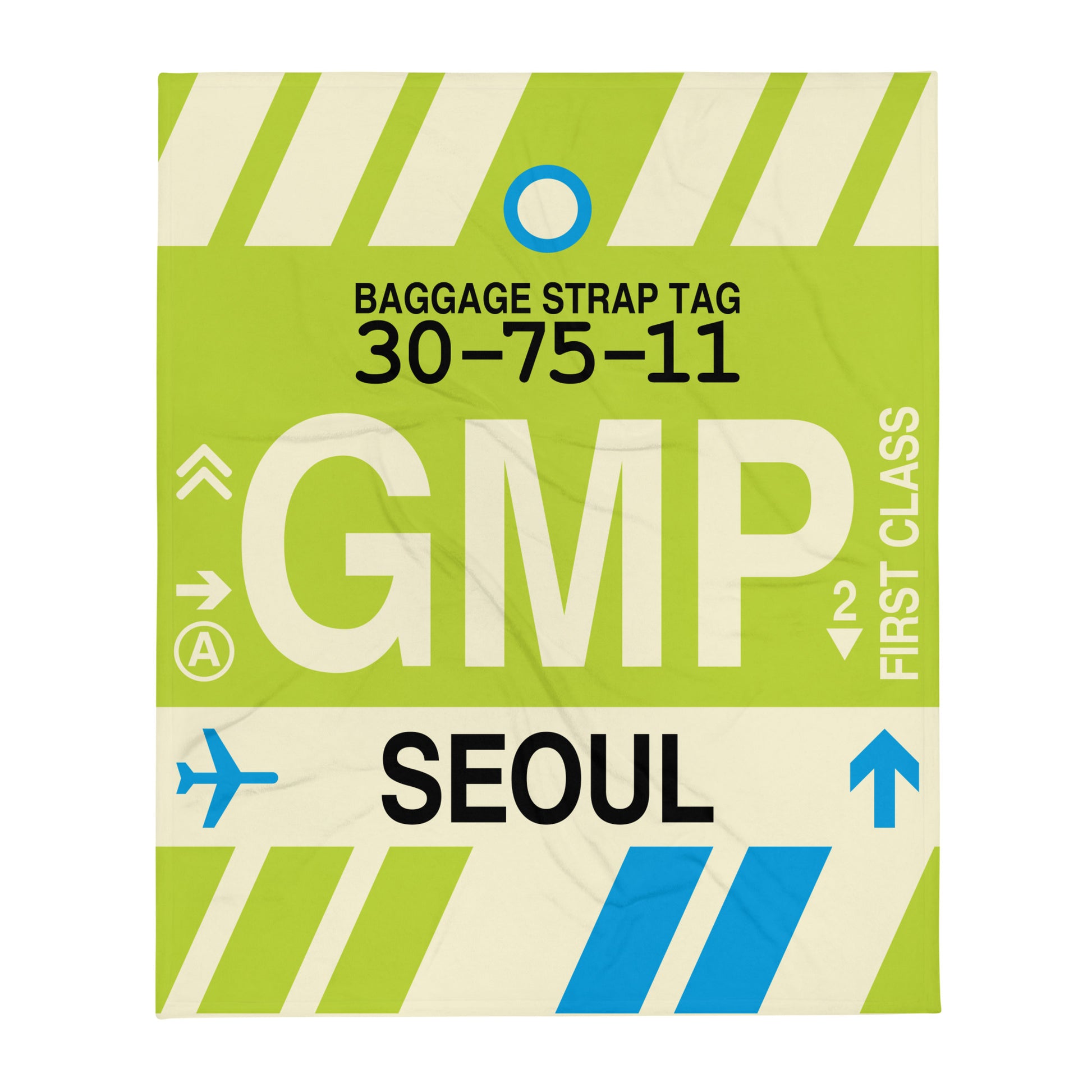 GMP Seoul Throw Blanket • Jet Age Baggage Tag Design • YHM Designs - Image 01
