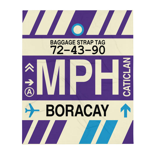 MPH Boracay Throw Blanket • Jet Age Baggage Tag Design • YHM Designs - Image 01