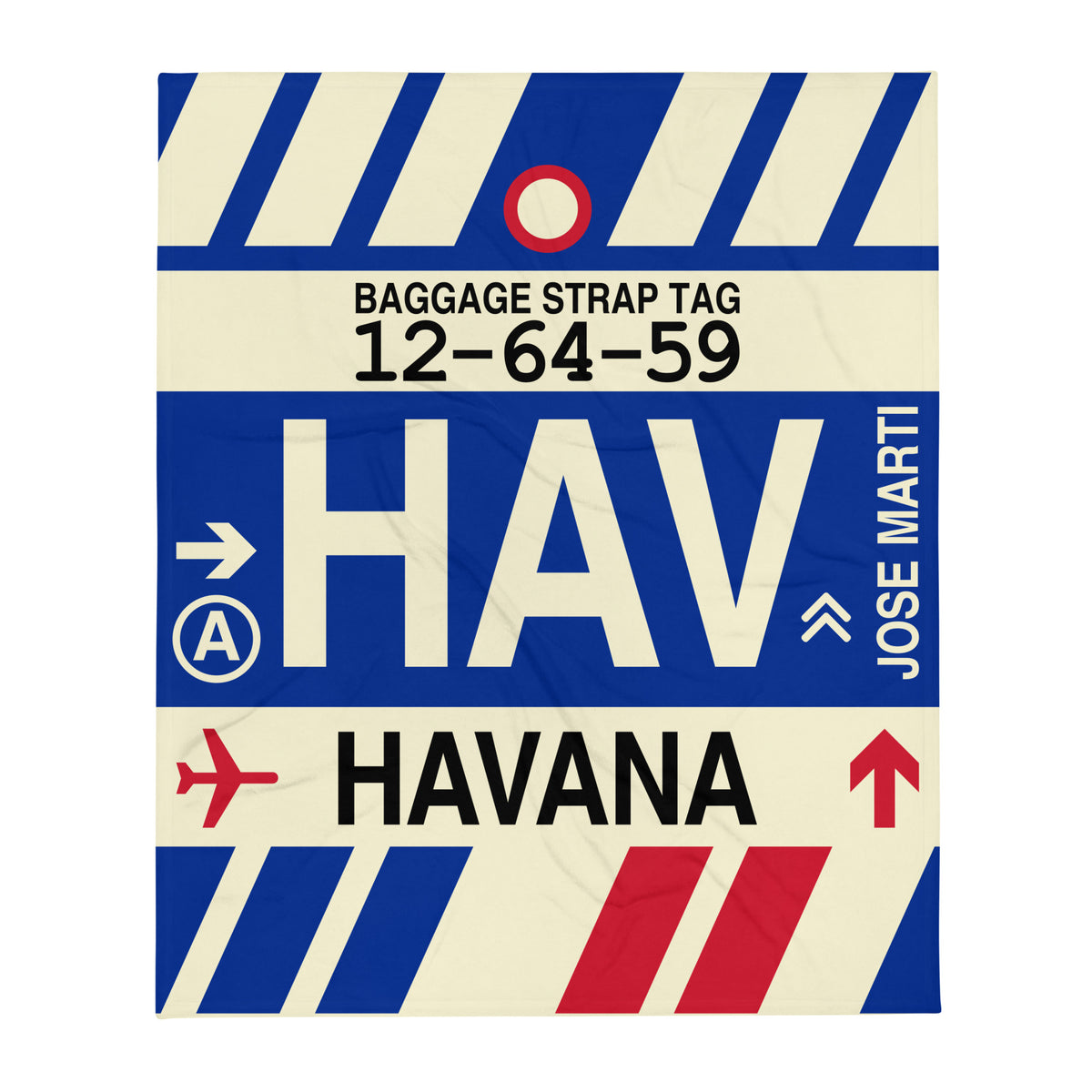 HAV Havana Throw Blanket • Jet Age Baggage Tag Design • YHM Designs - Image 01