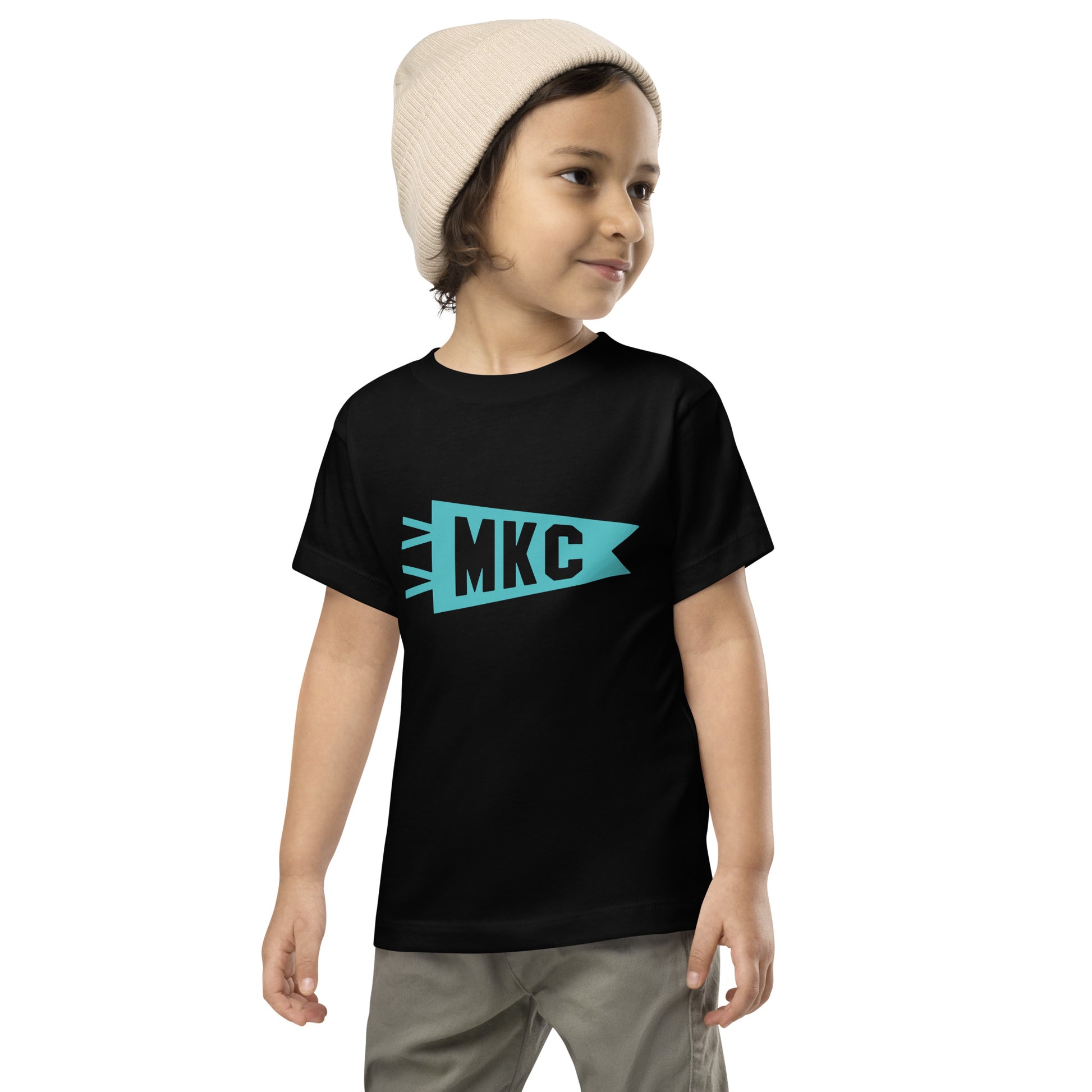 Airport Code Toddler Tee - Viking Blue • MKC Kansas City • YHM Designs - Image 04