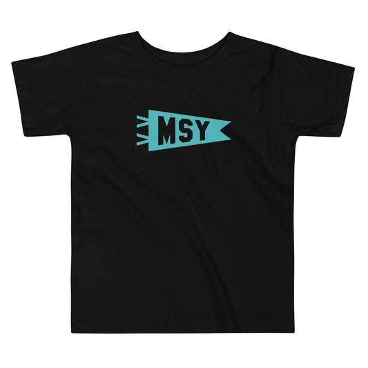 Airport Code Toddler Tee - Viking Blue • MSY New Orleans • YHM Designs - Image 01