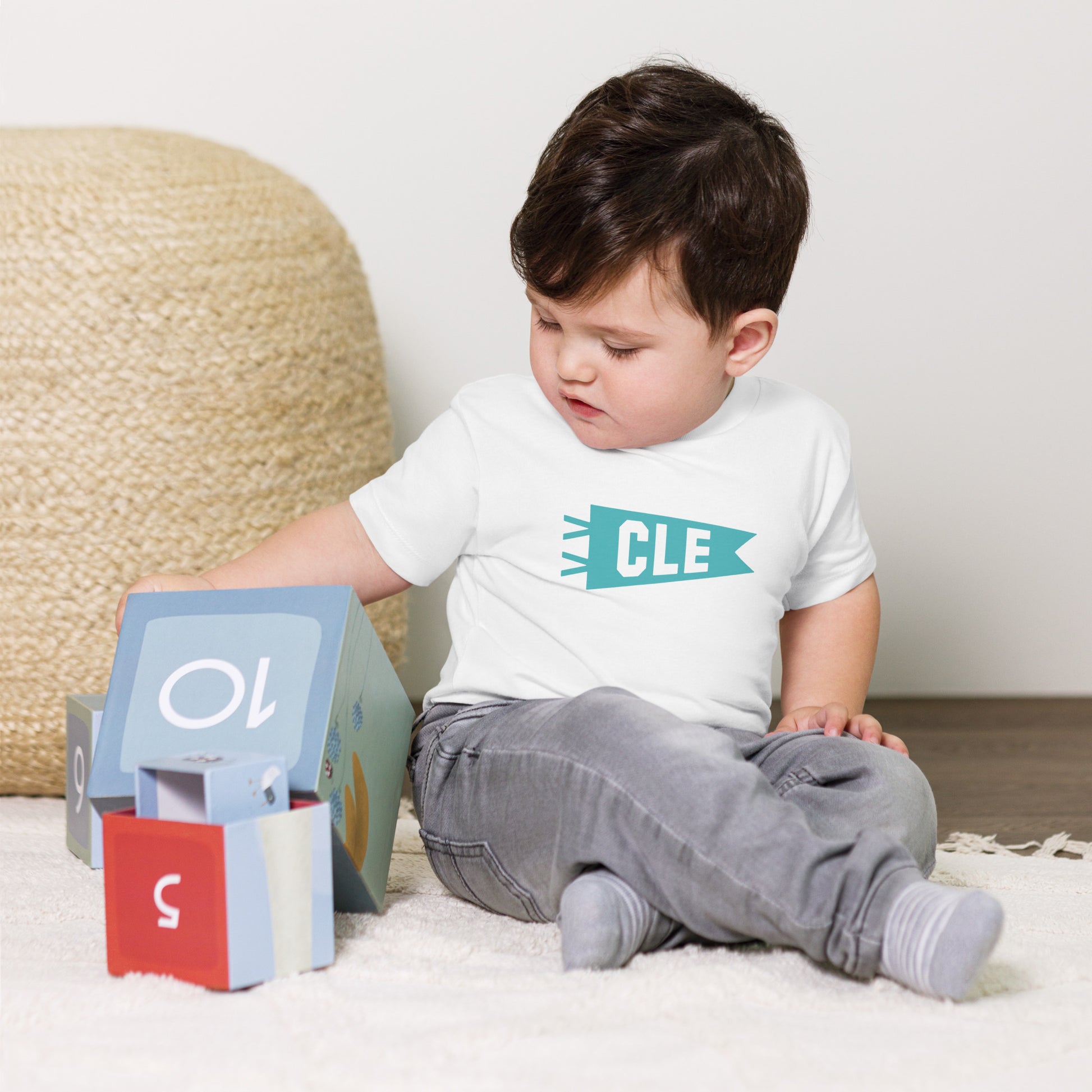 Airport Code Toddler Tee - Viking Blue • CLE Cleveland • YHM Designs - Image 05
