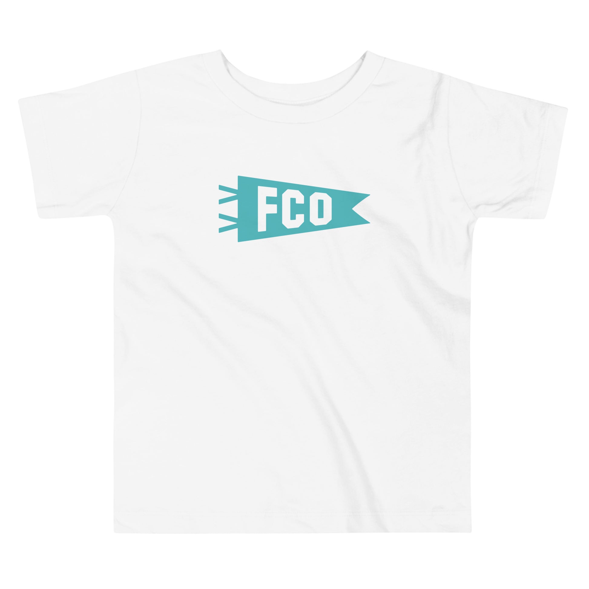 Airport Code Toddler Tee - Viking Blue • FCO Rome • YHM Designs - Image 02