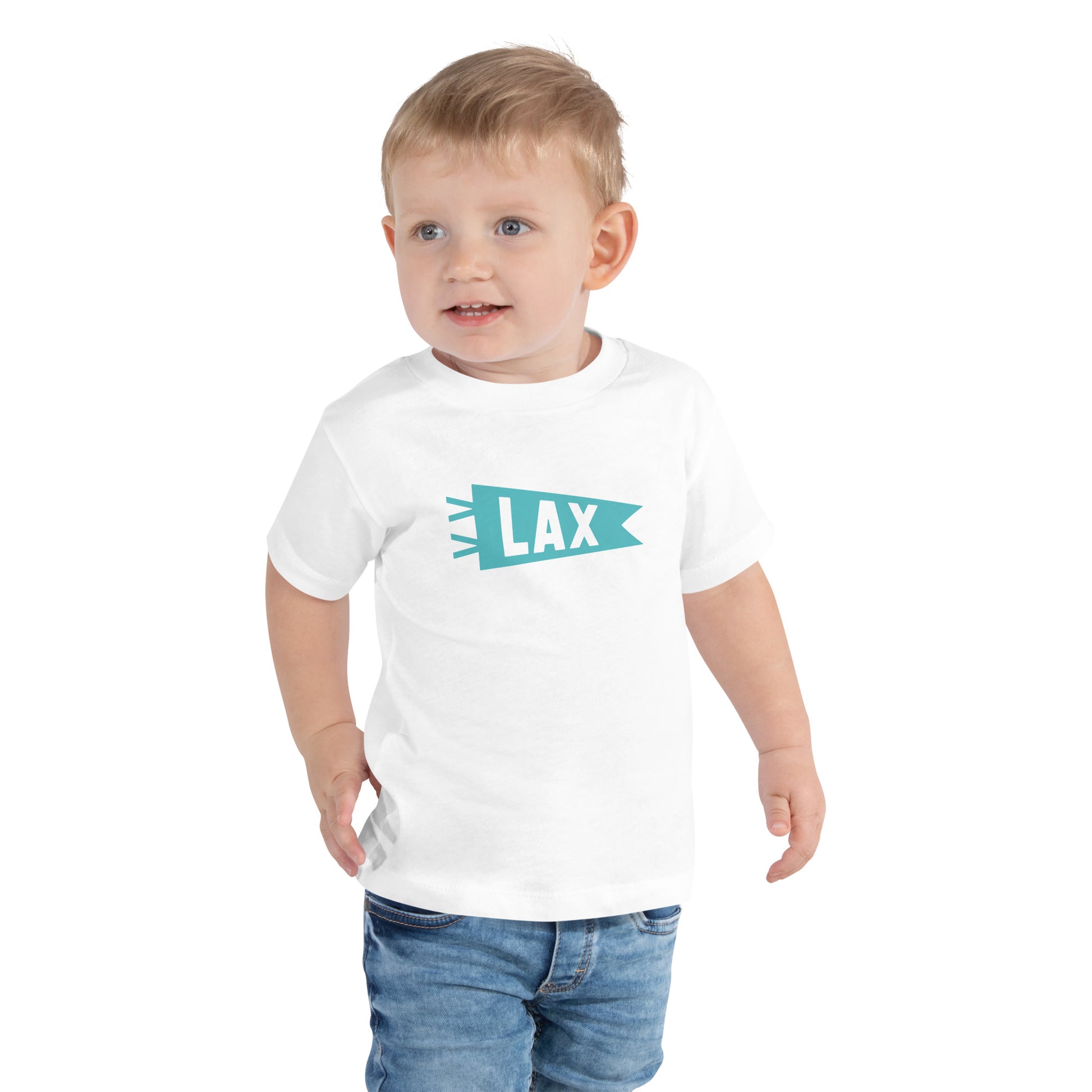 Airport Code Toddler Tee - Viking Blue • LAX Los Angeles • YHM Designs - Image 06
