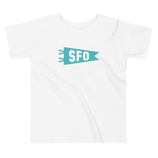 Airport Code Toddler Tee - Viking Blue • SFO San Francisco • YHM Designs - Image 02