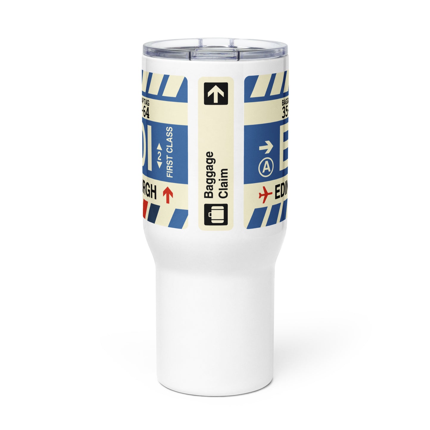 EDI Edinburgh Travel Mug • Jet Age Baggage Tag Design • YHM Designs - Image 02