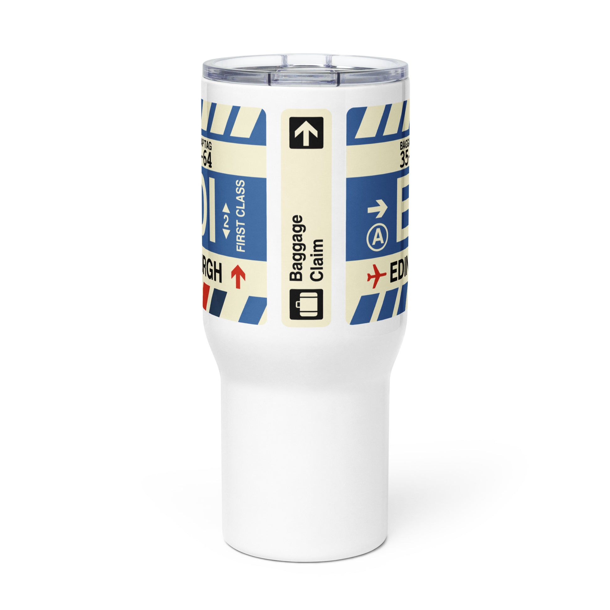 EDI Edinburgh Travel Mug • Jet Age Baggage Tag Design • YHM Designs - Image 02