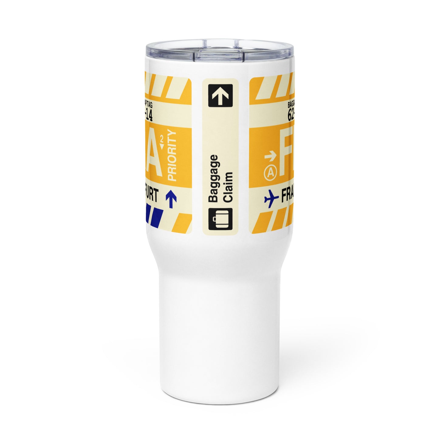 FRA Frankfurt Travel Mug • Jet Age Baggage Tag Design • YHM Designs - Image 02