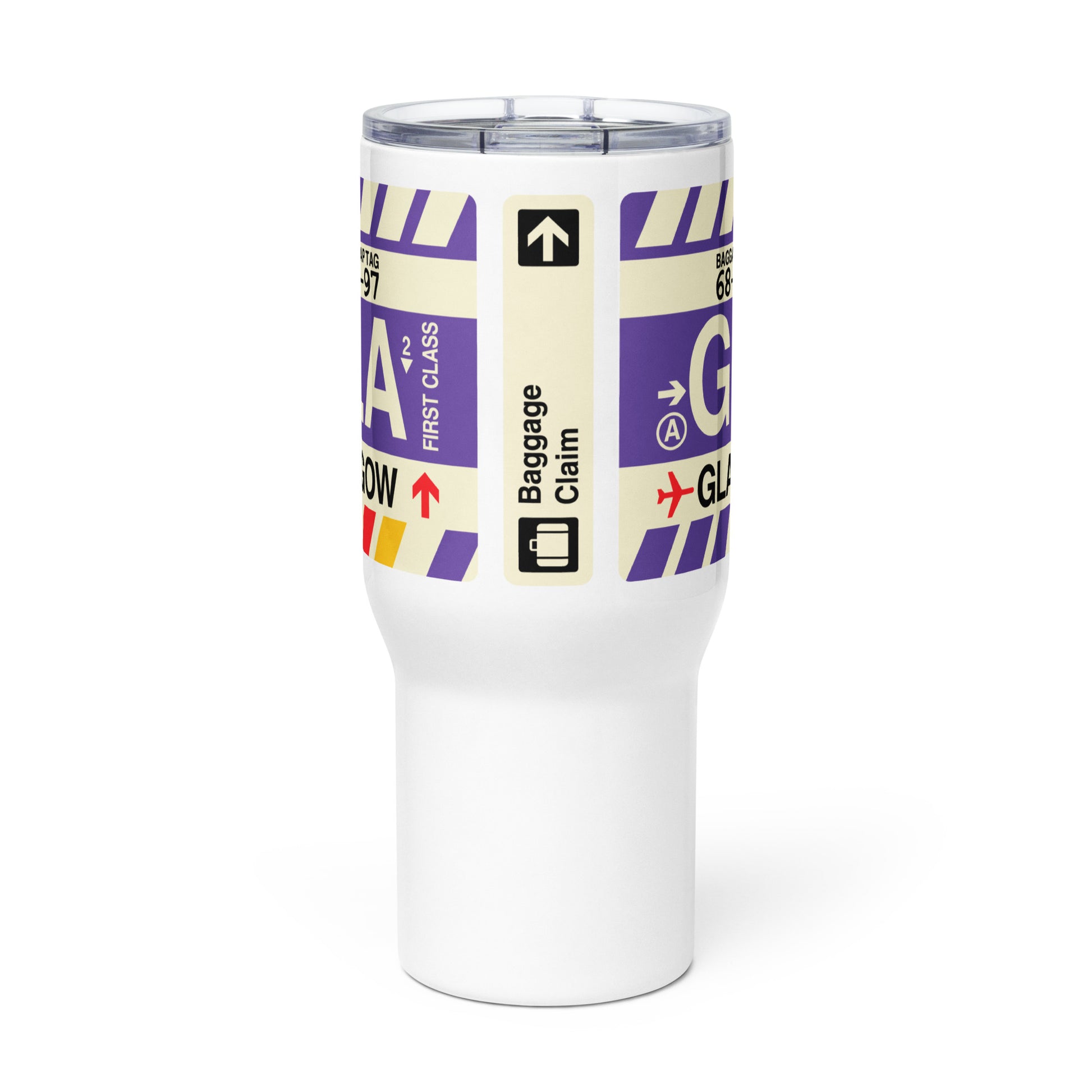 GLA Glasgow Travel Mug • Jet Age Baggage Tag Design • YHM Designs - Image 02