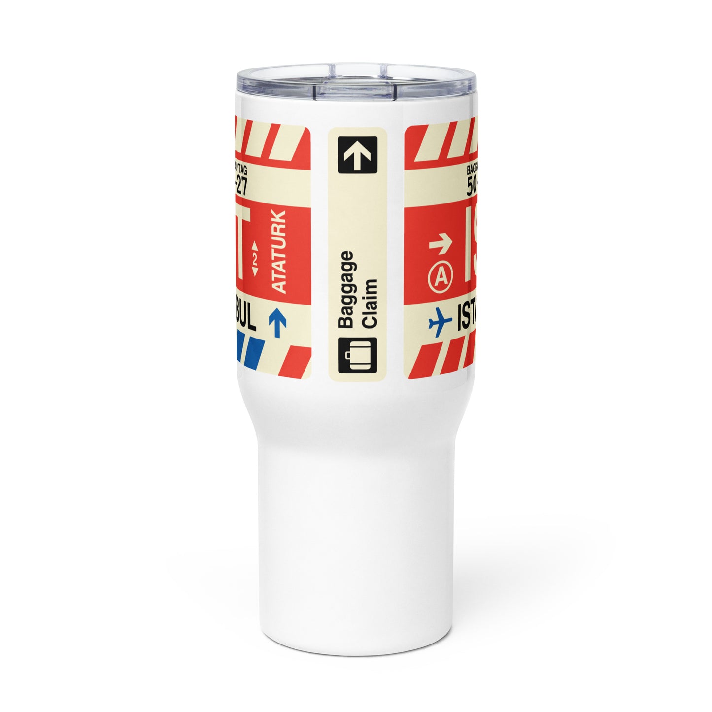 IST Istanbul Travel Mug • Jet Age Baggage Tag Design • YHM Designs - Image 02