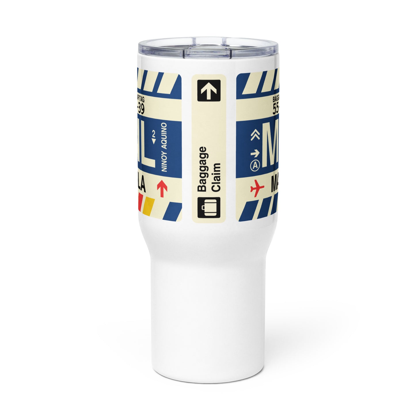 MNL Manila Travel Mug • Jet Age Baggage Tag Design • YHM Designs - Image 02