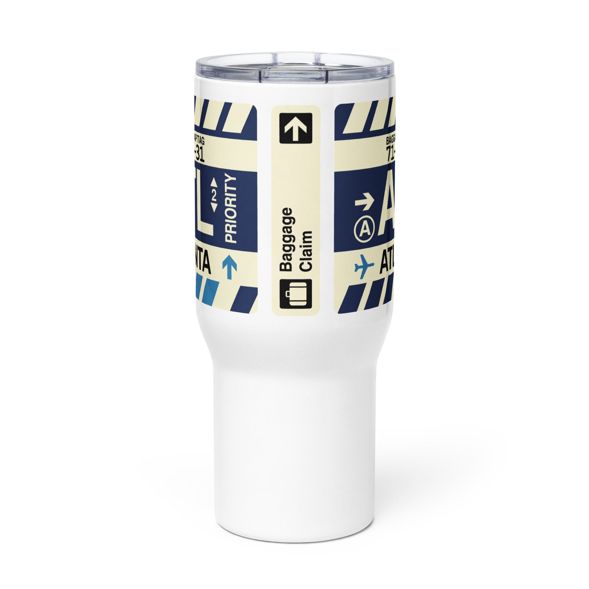 ATL Atlanta Travel Mug • Jet Age Baggage Tag Design • YHM Designs - Image 02