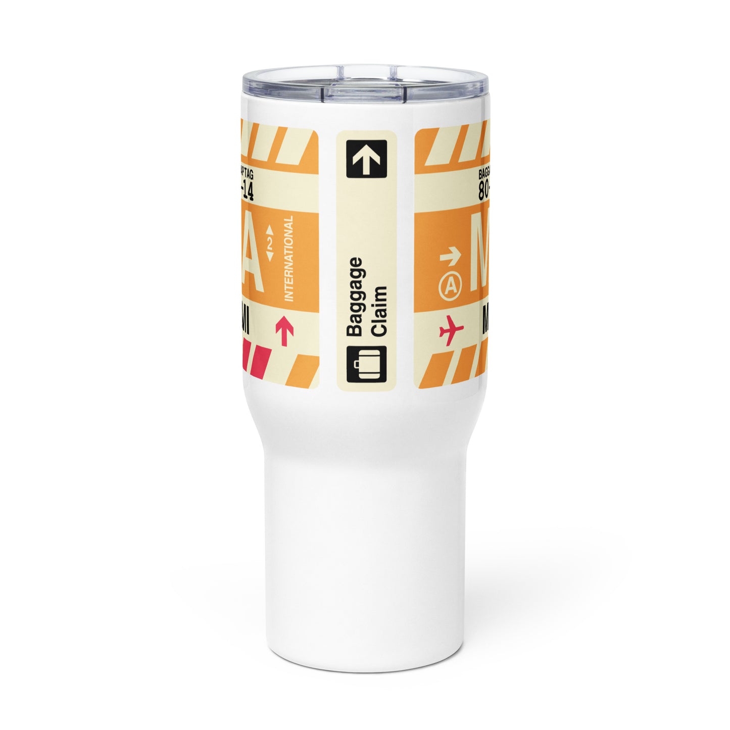 MIA Miami Travel Mug • Jet Age Baggage Tag Design • YHM Designs - Image 02