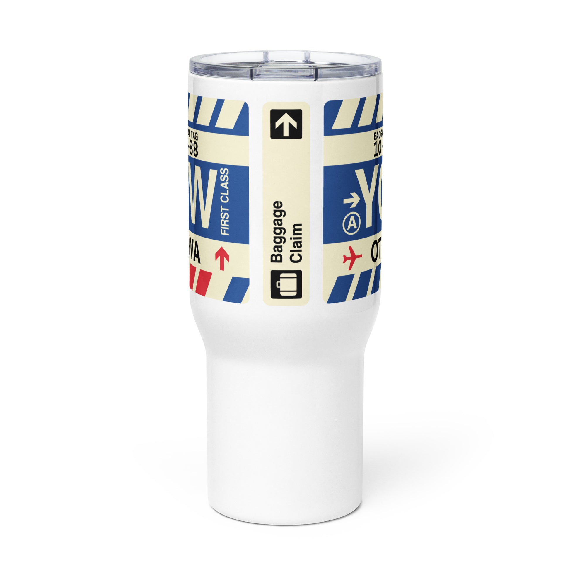 YOW Ottawa Travel Mug • Jet Age Baggage Tag Design • YHM Designs - Image 02