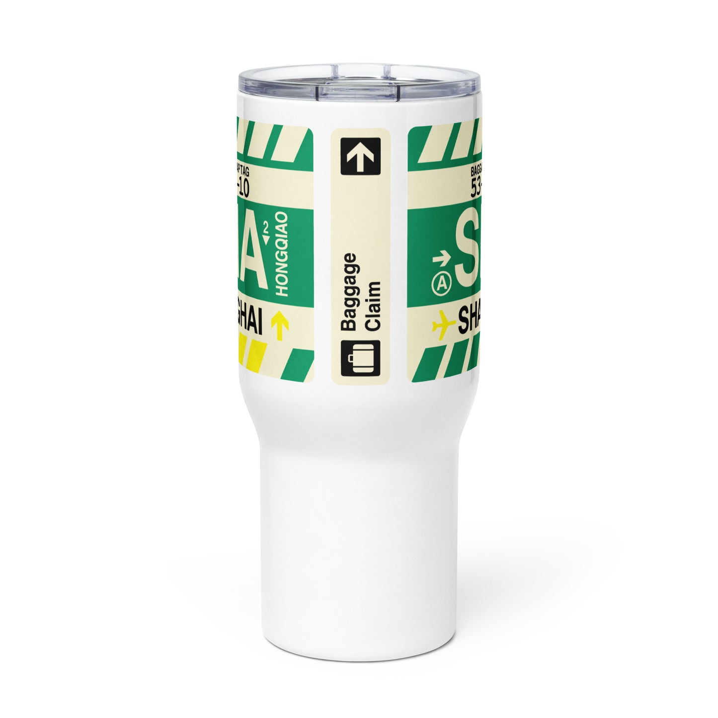 SHA Shanghai Travel Mug • Jet Age Baggage Tag Design • YHM Designs - Image 02