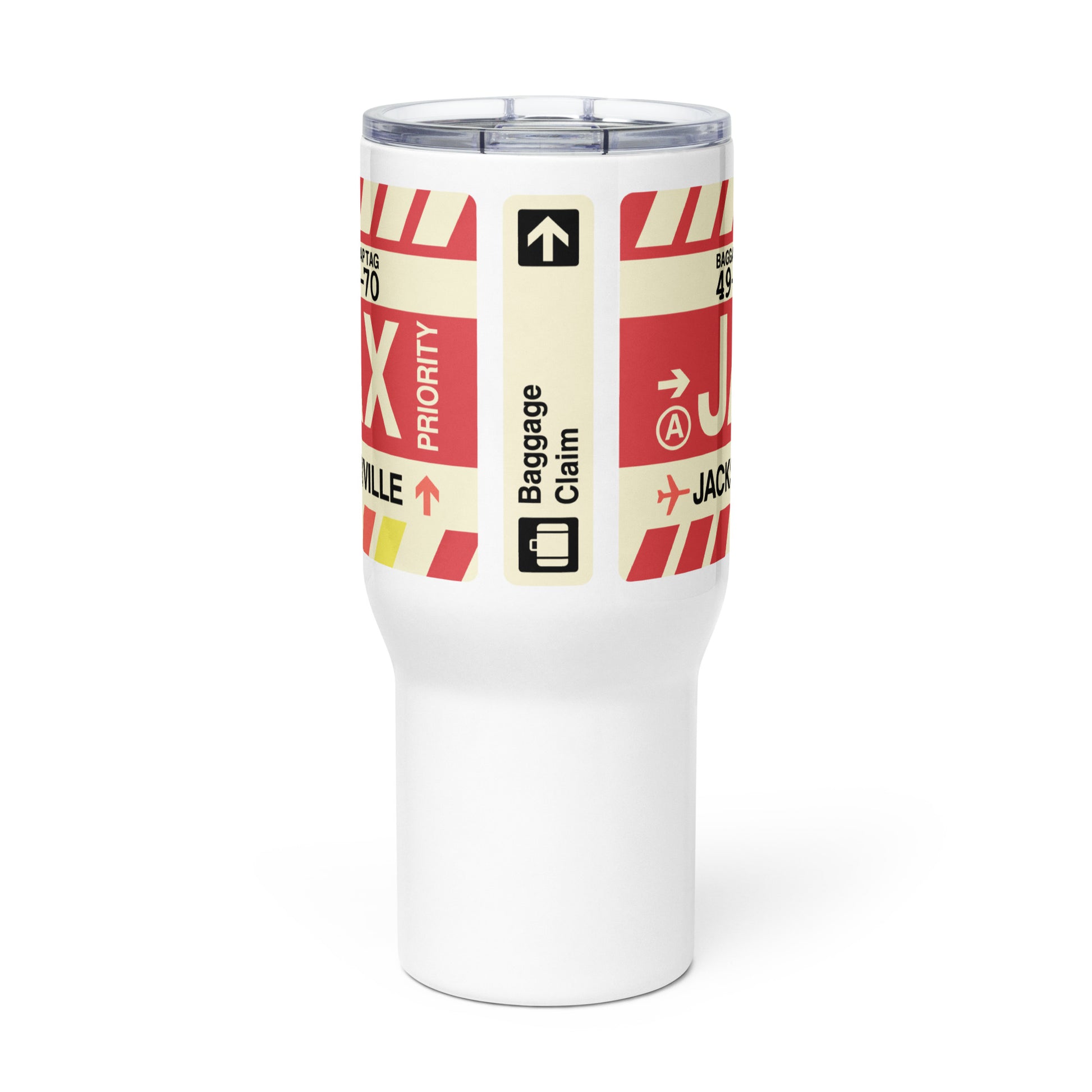 JAX Jacksonville Travel Mug • Jet Age Baggage Tag Design • YHM Designs - Image 02