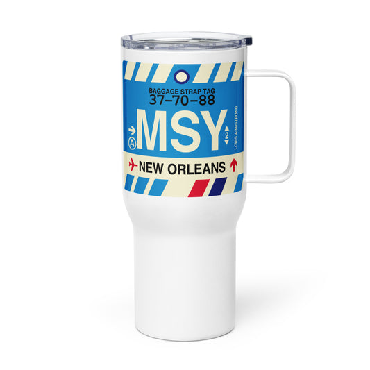 Souvenir Travel Mug • MSY New Orleans • YHM Designs - Image 01