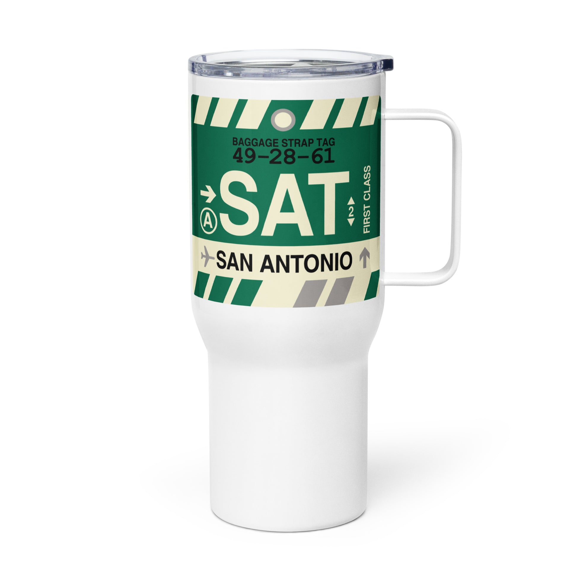 Souvenir Travel Mug • SAT San Antonio • YHM Designs - Image 01