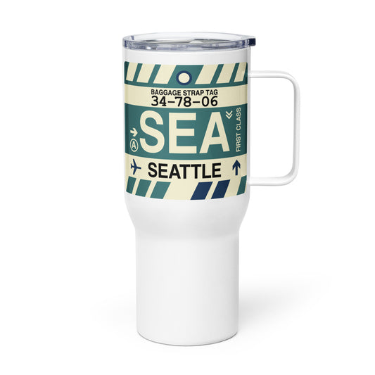 Souvenir Travel Mug • SEA Seattle • YHM Designs - Image 01