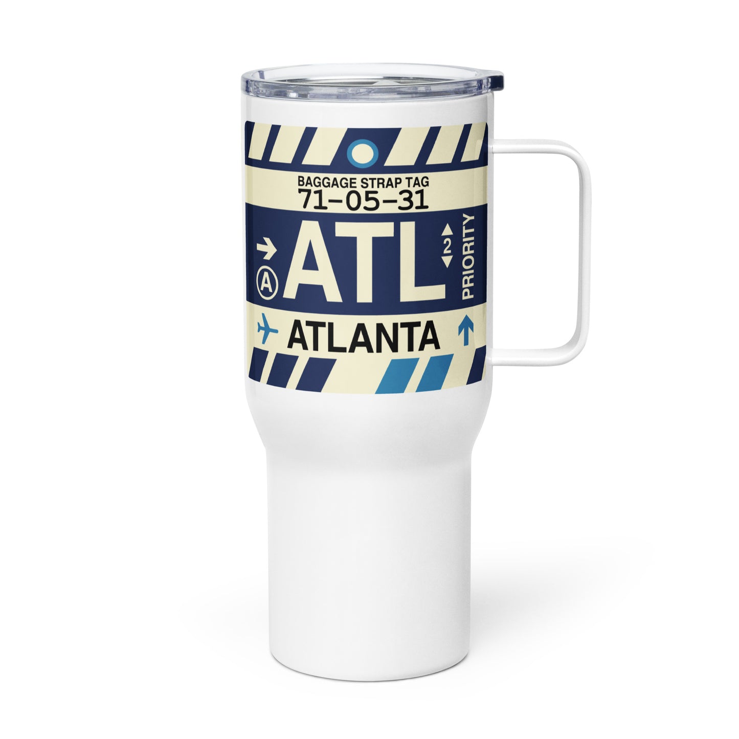 ATL Atlanta Travel Mug • Jet Age Baggage Tag Design • YHM Designs - Image 01
