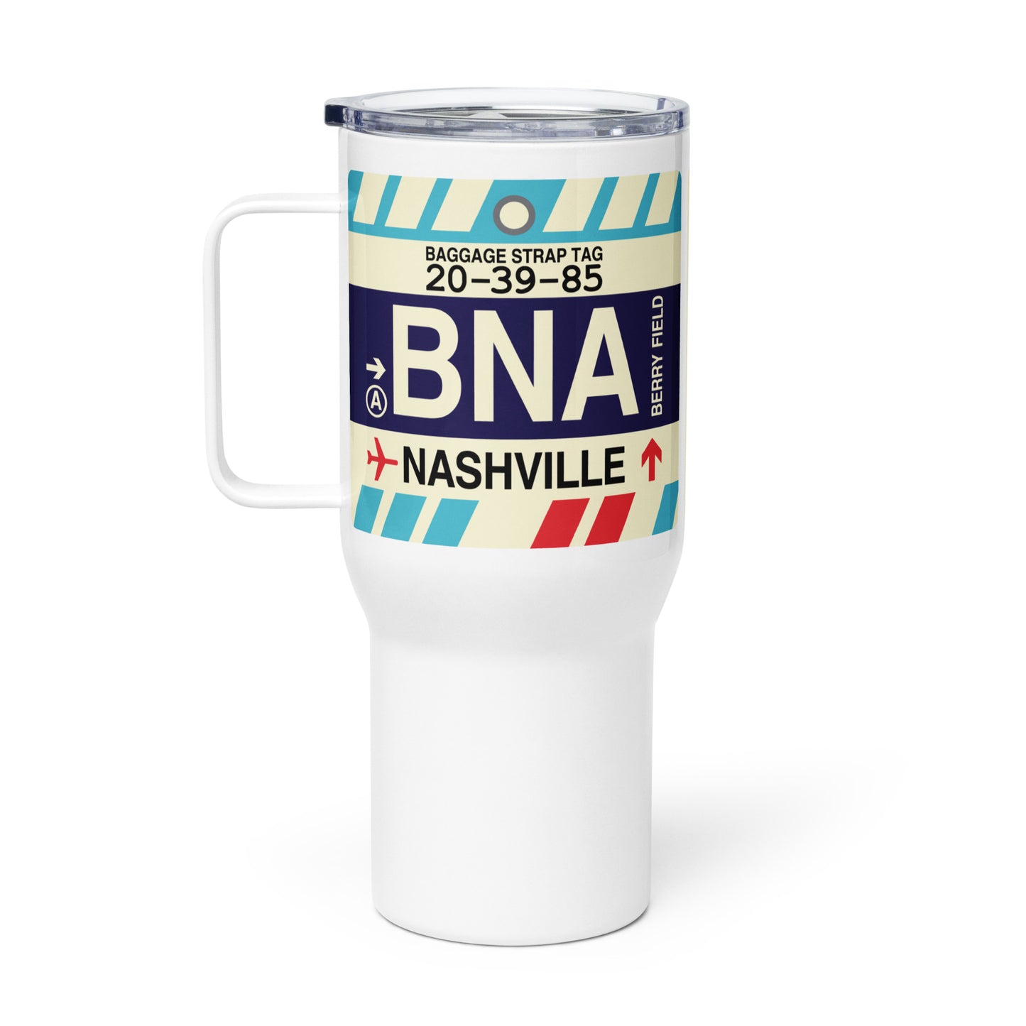 BNA Nashville Travel Mug • Jet Age Baggage Tag Design • YHM Designs - Image 03