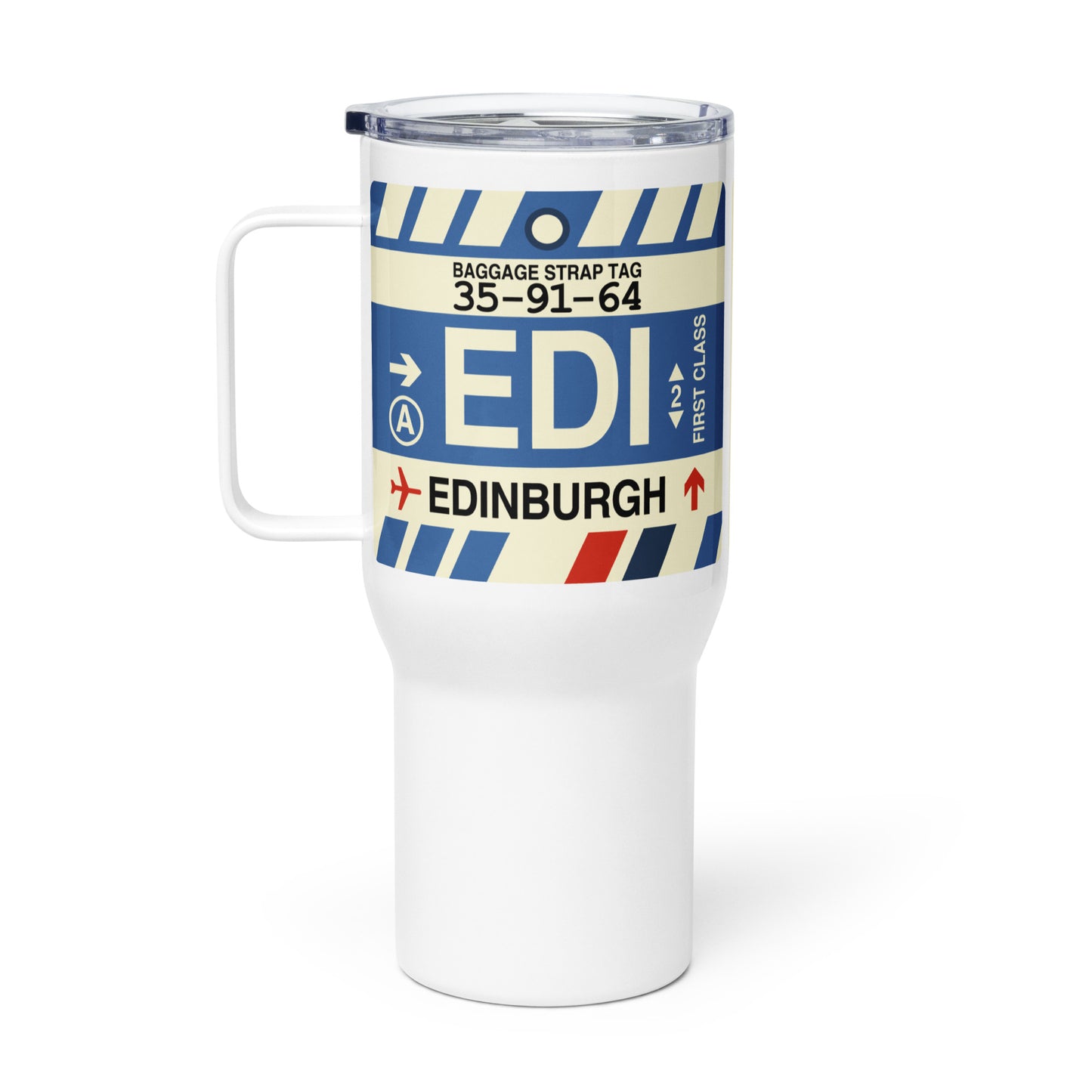 EDI Edinburgh Travel Mug • Jet Age Baggage Tag Design • YHM Designs - Image 03