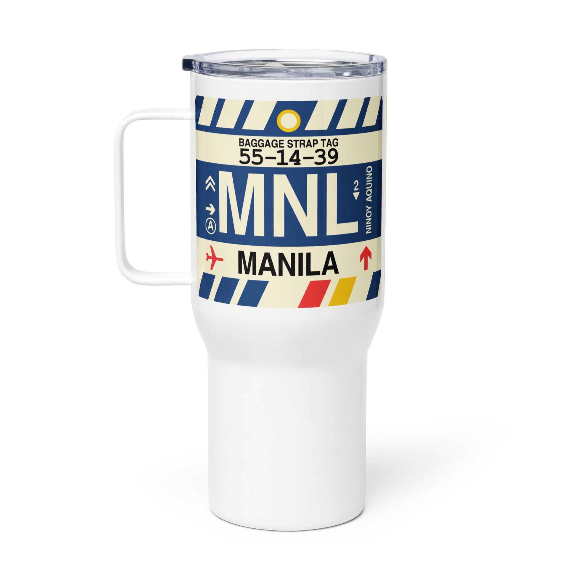 MNL Manila Travel Mug • Jet Age Baggage Tag Design • YHM Designs - Image 03