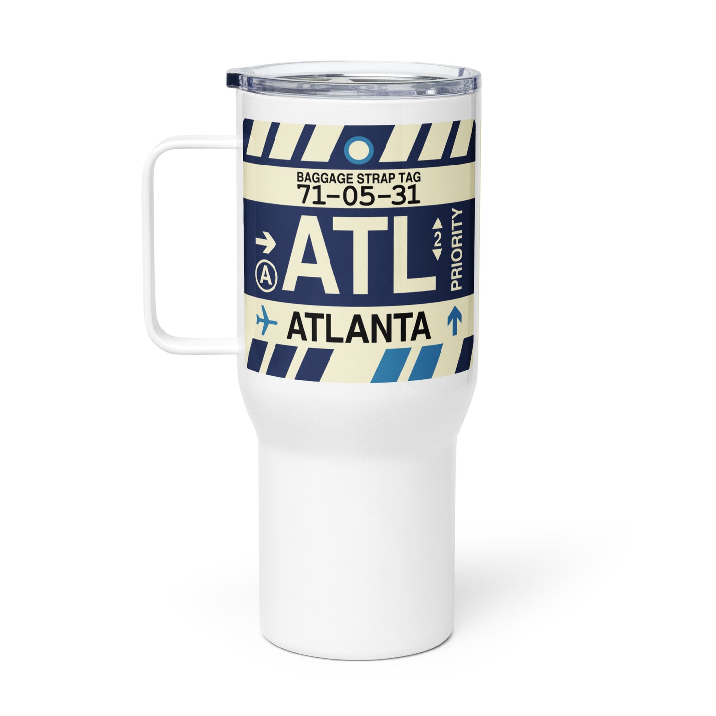 ATL Atlanta Travel Mug • Jet Age Baggage Tag Design • YHM Designs - Image 03