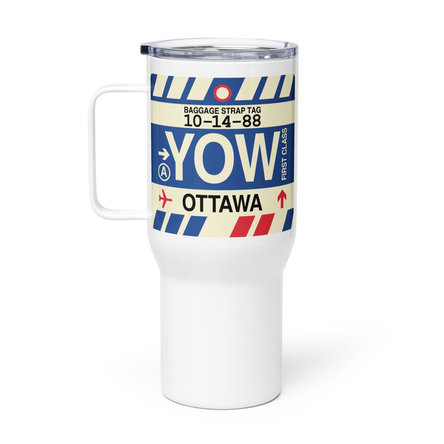 YOW Ottawa Travel Mug • Jet Age Baggage Tag Design • YHM Designs - Image 03