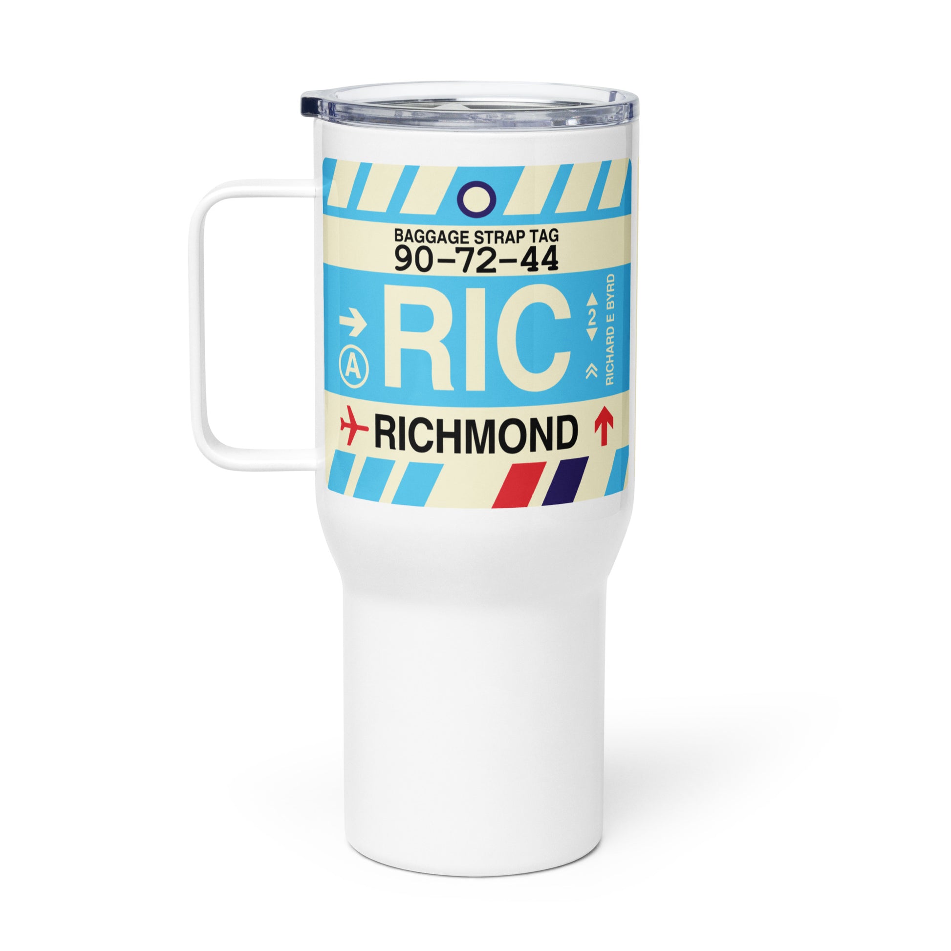RIC Richmond Travel Mug • Jet Age Baggage Tag Design • YHM Designs - Image 03