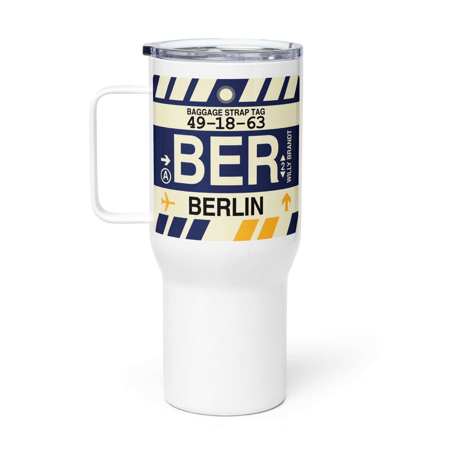 BER Berlin Travel Mug • Jet Age Baggage Tag Design • YHM Designs - Image 03
