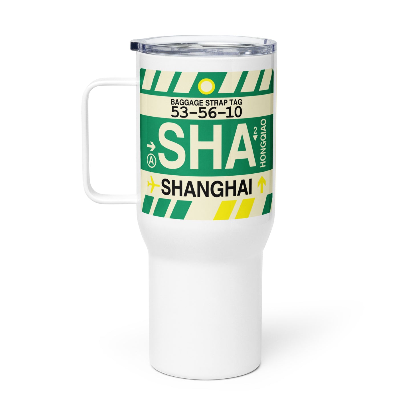 SHA Shanghai Travel Mug • Jet Age Baggage Tag Design • YHM Designs - Image 03