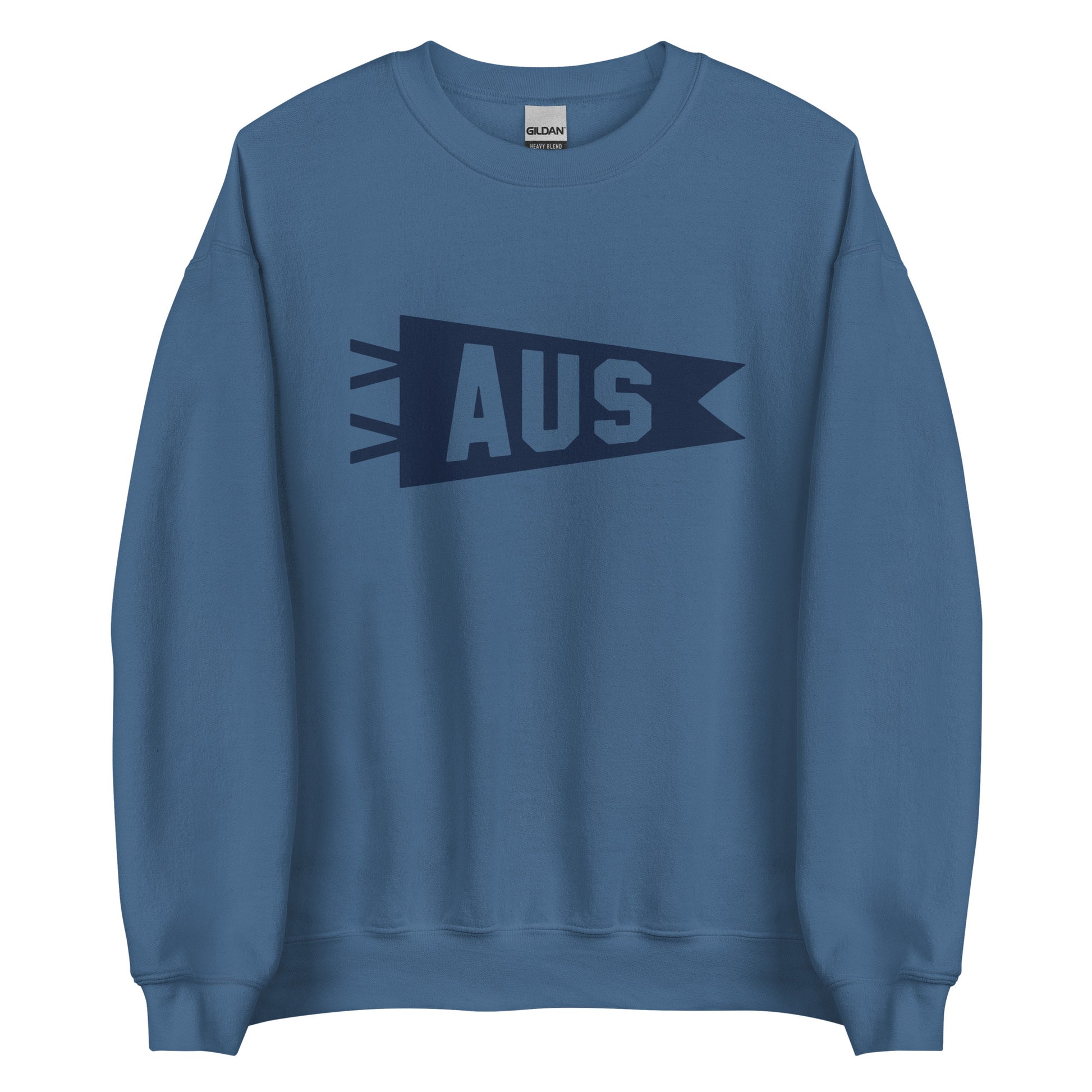 Airport Code Sweatshirt - Navy Blue Graphic • AUS Austin • YHM Designs - Image 05