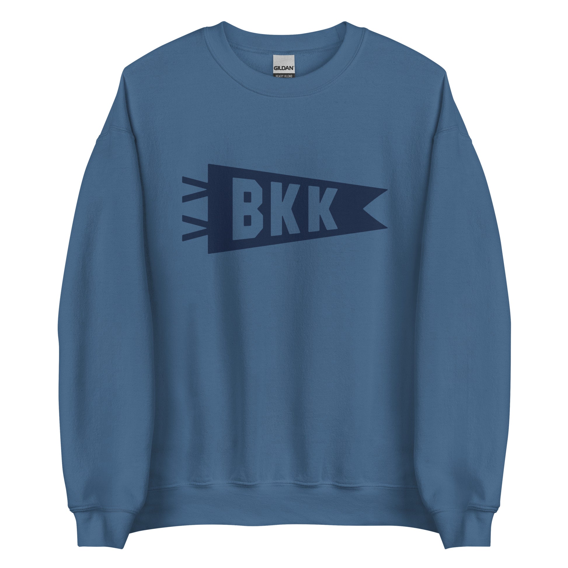Airport Code Sweatshirt - Navy Blue Graphic • BKK Bangkok • YHM Designs - Image 05
