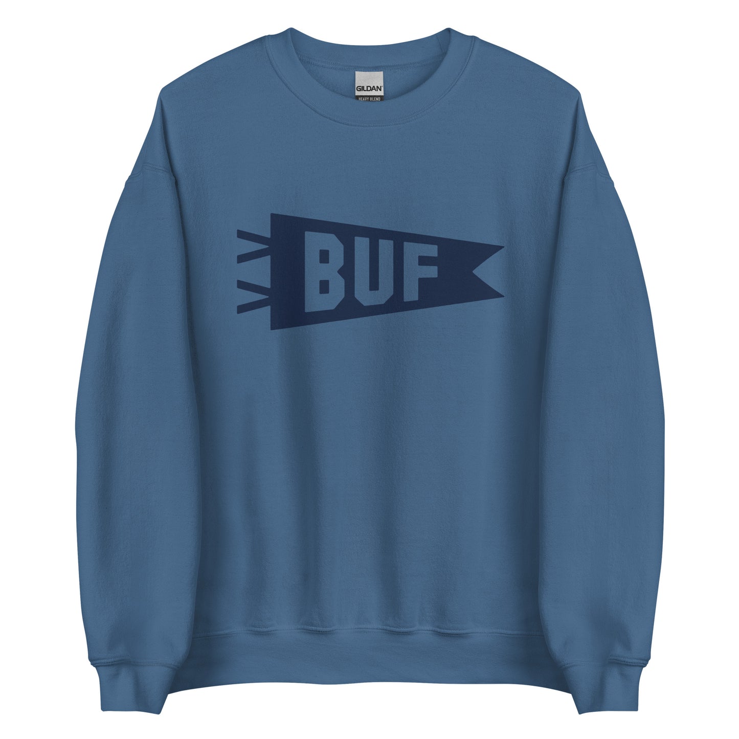Airport Code Sweatshirt - Navy Blue Graphic • BUF Buffalo • YHM Designs - Image 05