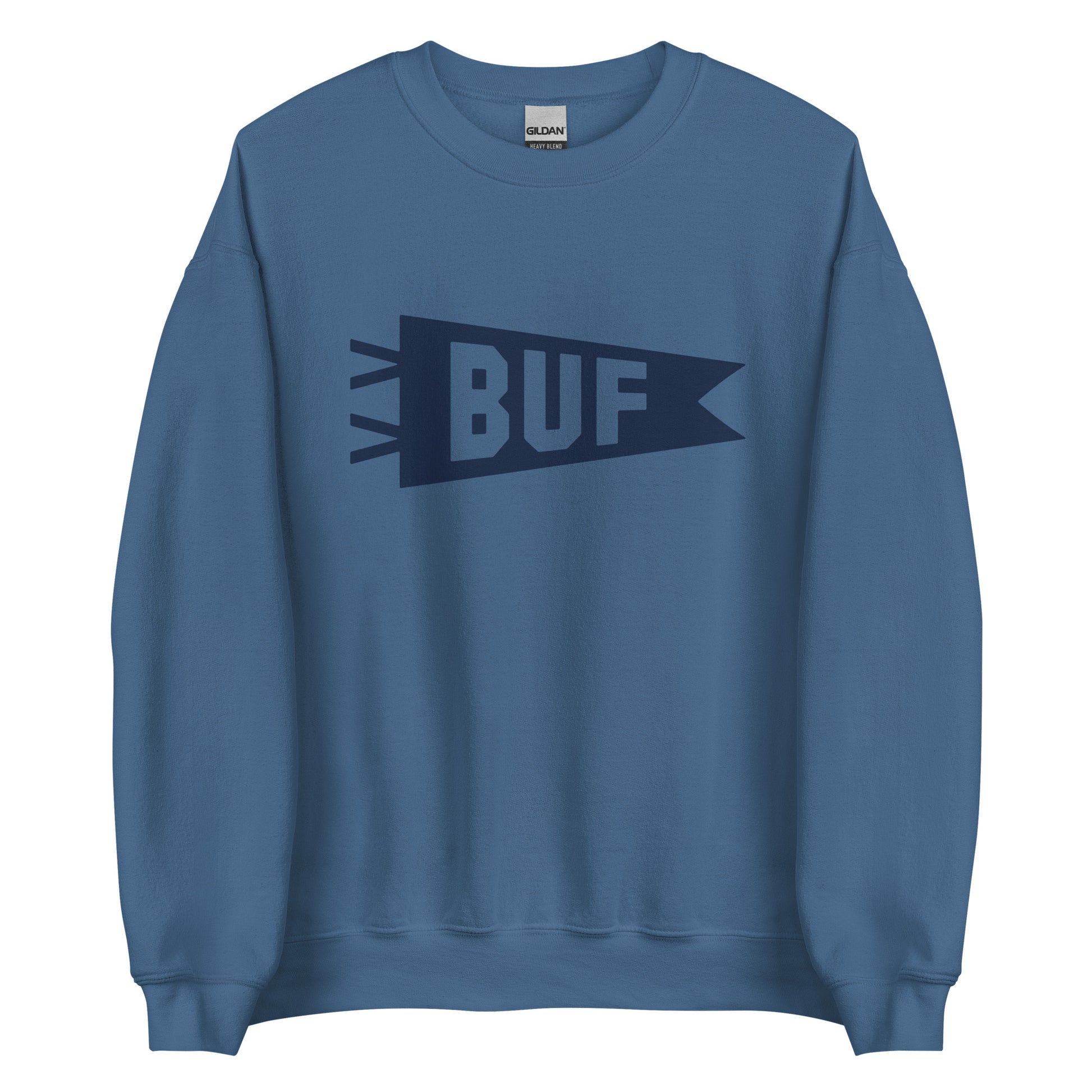 Airport Code Sweatshirt - Navy Blue Graphic • BUF Buffalo • YHM Designs - Image 05