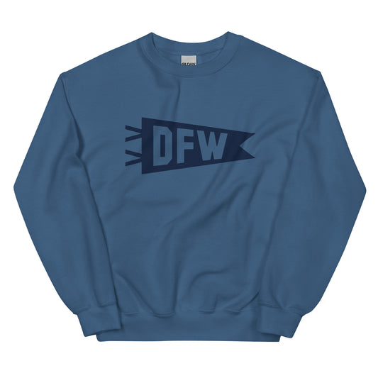 Airport Code Sweatshirt - Navy Blue Graphic • DFW Dallas • YHM Designs - Image 01