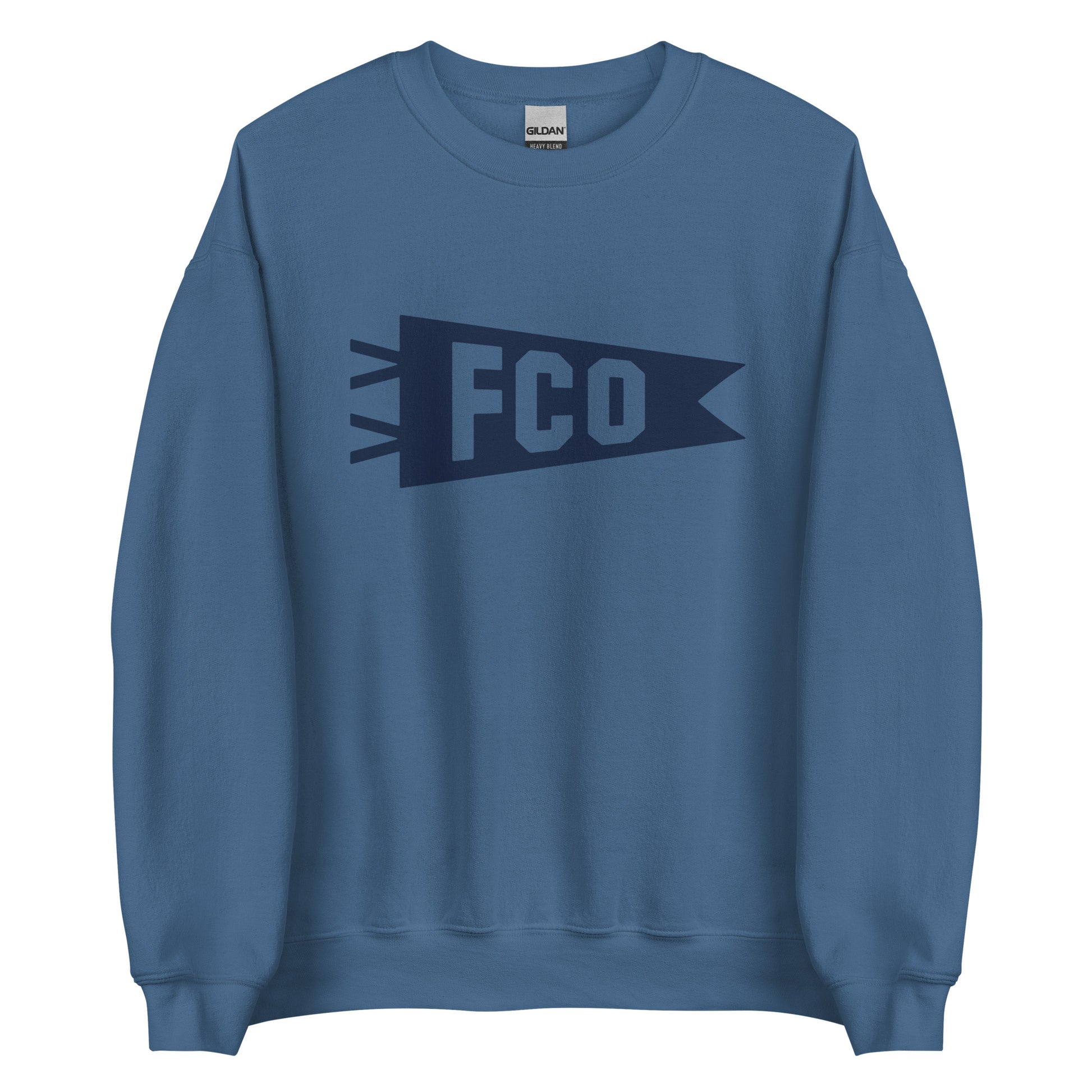 Airport Code Sweatshirt - Navy Blue Graphic • FCO Rome • YHM Designs - Image 05