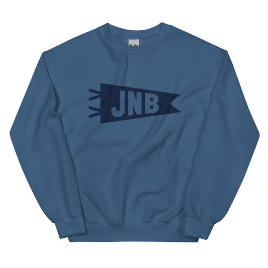 Airport Code Sweatshirt - Navy Blue Graphic • JNB Johannesburg • YHM Designs - Image 01