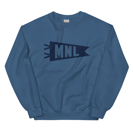 Airport Code Sweatshirt - Navy Blue Graphic • MNL Manila • YHM Designs - Image 01