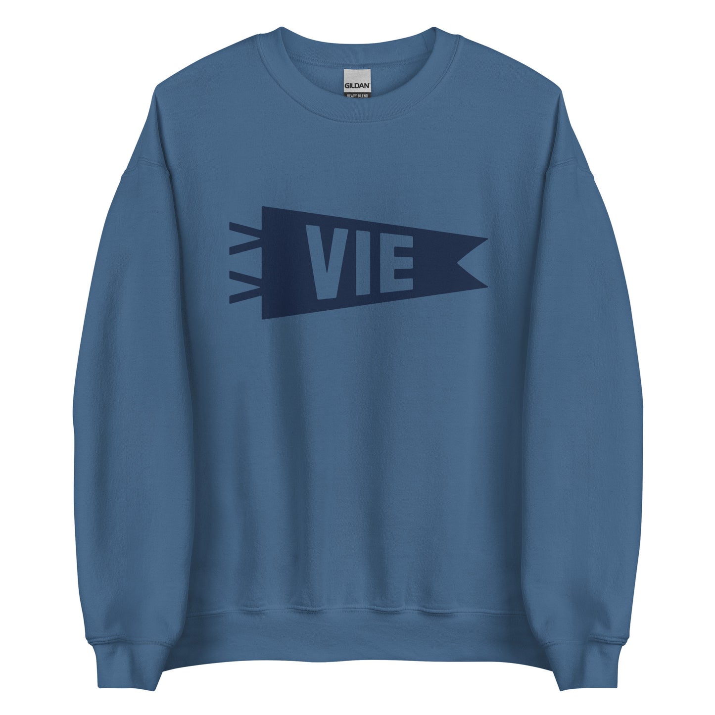 Airport Code Sweatshirt - Navy Blue Graphic • VIE Vienna • YHM Designs - Image 05