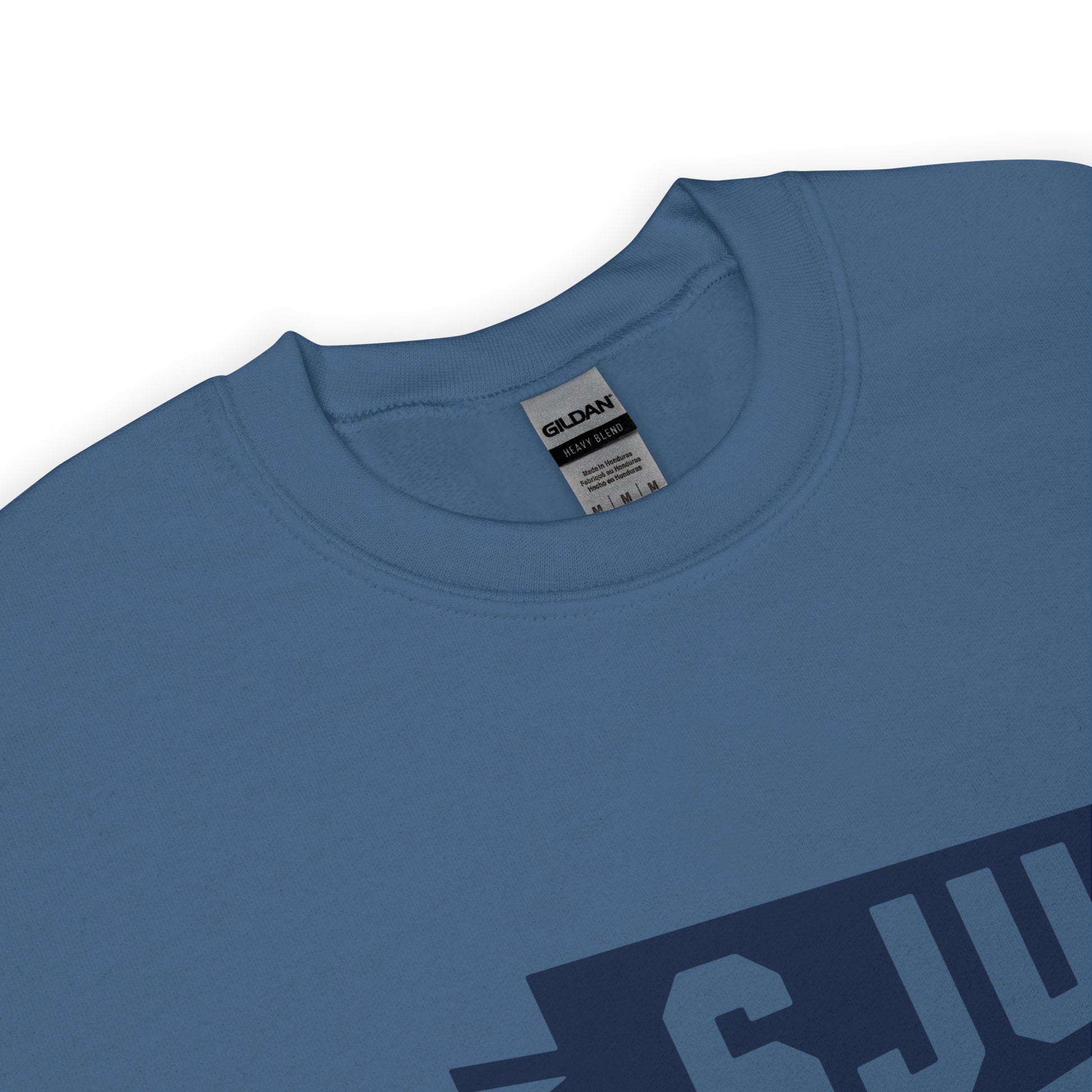 Airport Code Sweatshirt - Navy Blue Graphic • SJU San Juan • YHM Designs - Image 04