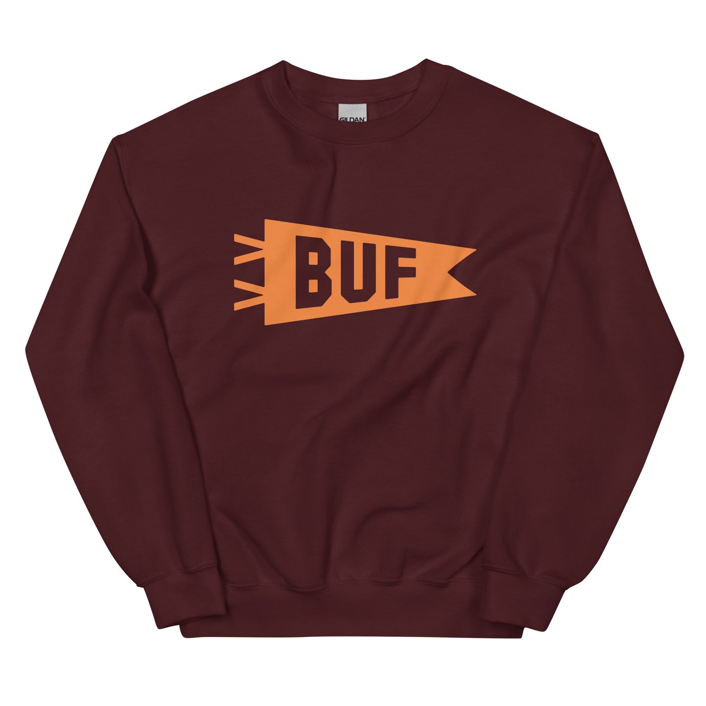 Airport Code Sweatshirt - Orange Graphic • BUF Buffalo • YHM Designs - Image 02
