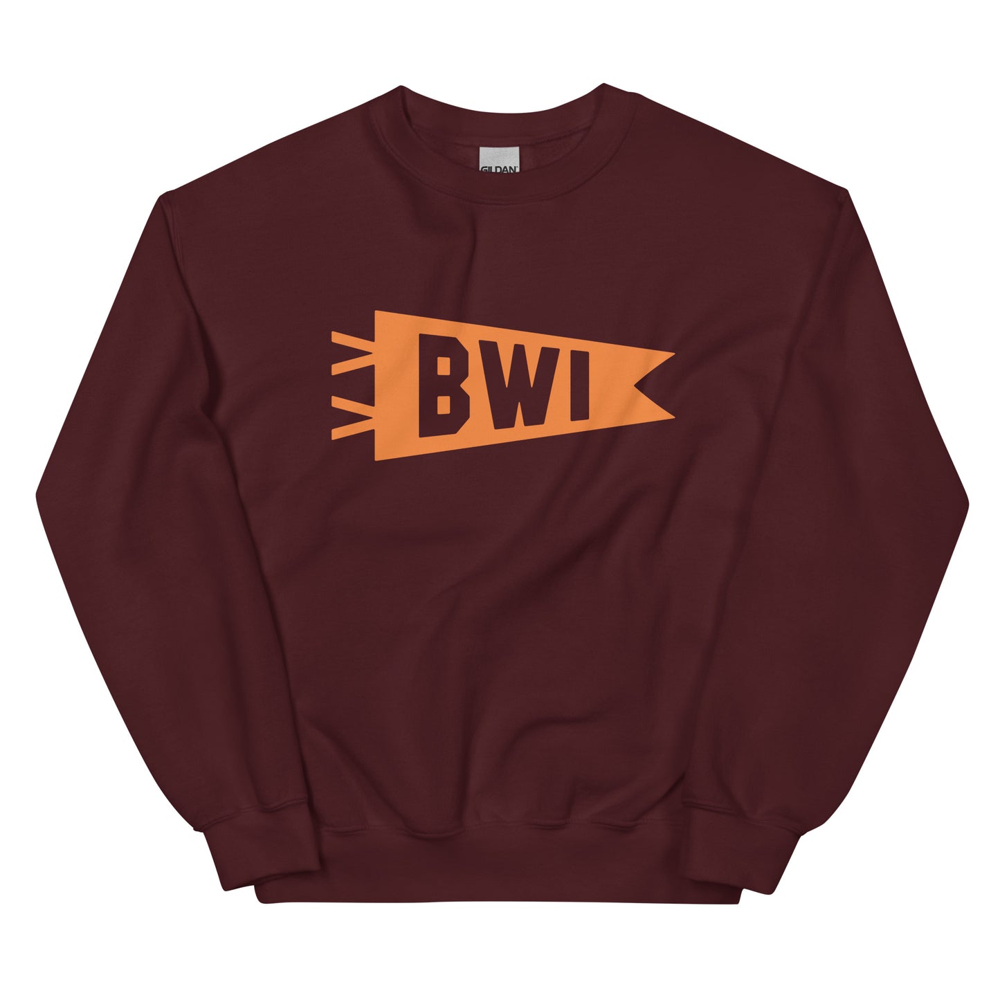 Airport Code Sweatshirt - Orange Graphic • BWI Baltimore • YHM Designs - Image 02