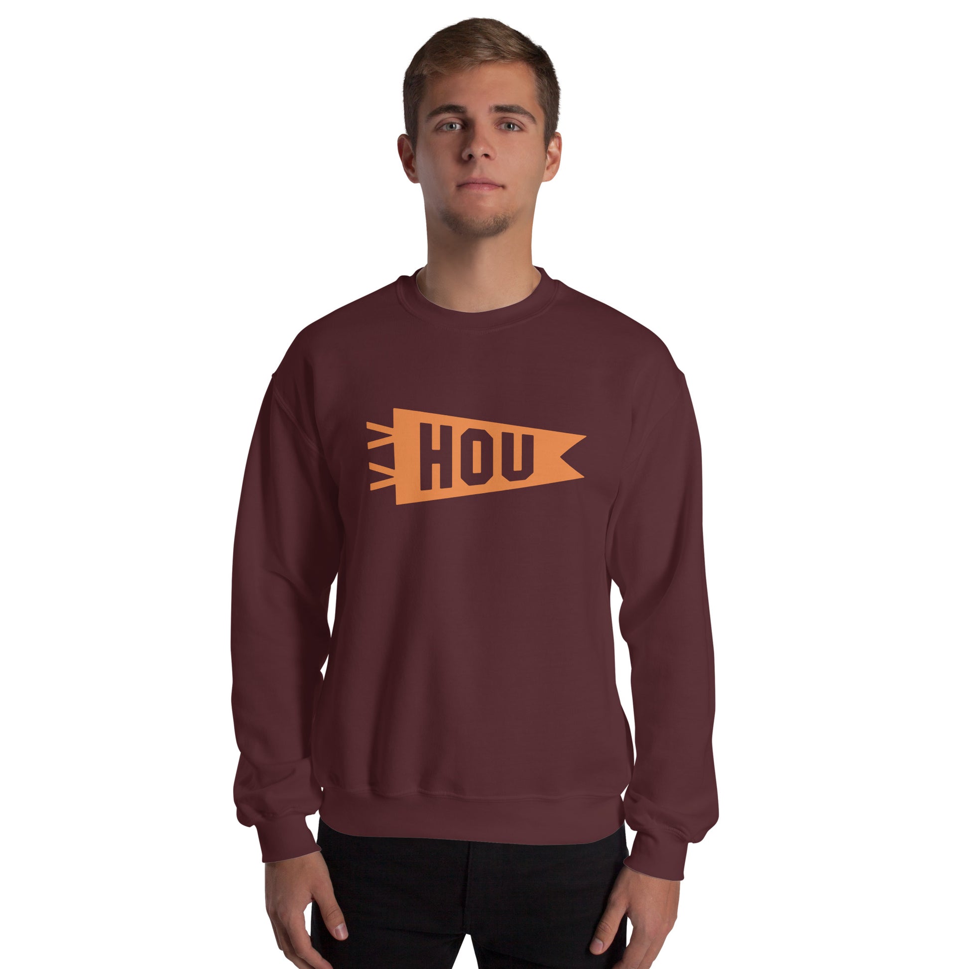 HOU Houston Unisex Sweatshirt • Banner Design in Orange • YHM Designs - Image 06