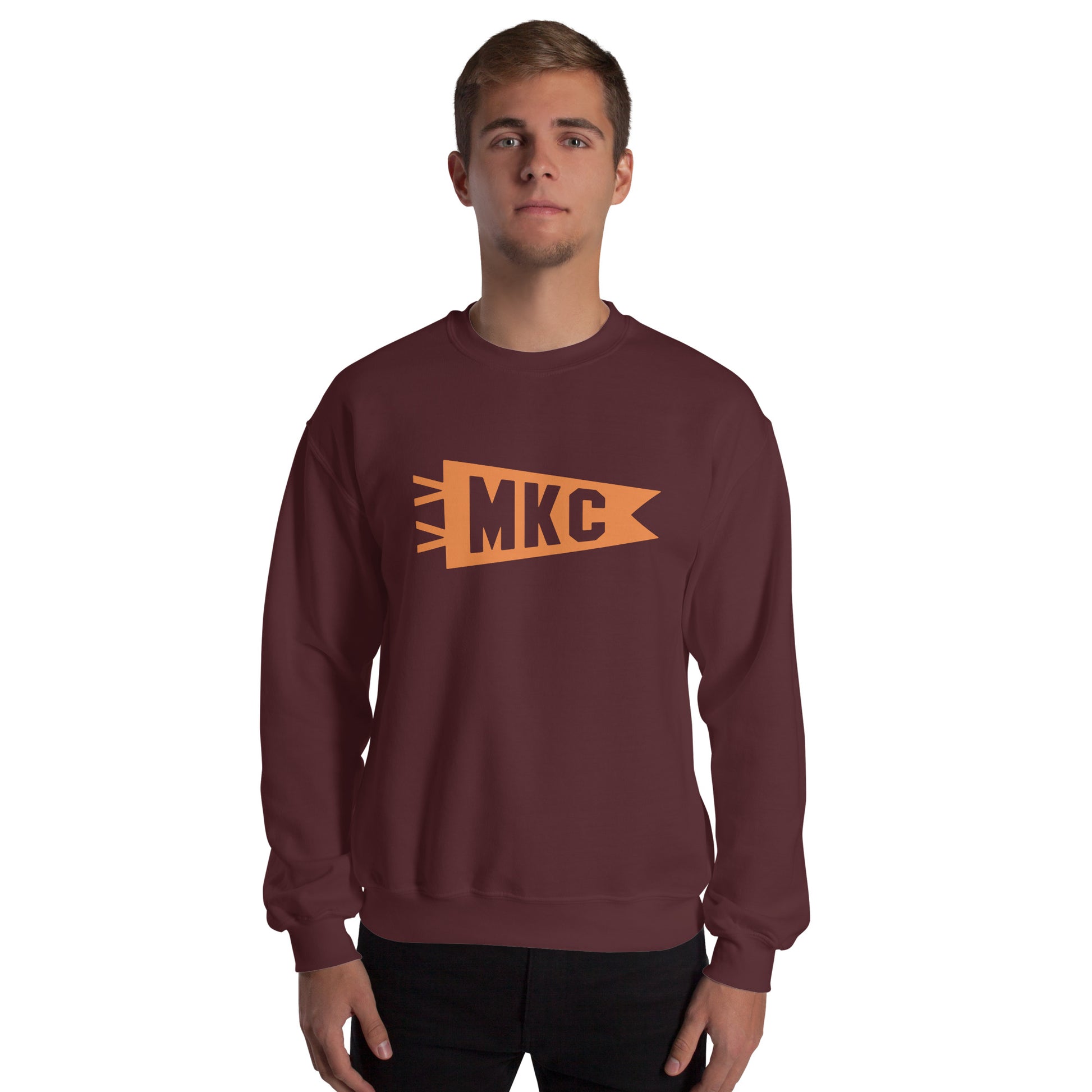Airport Code Sweatshirt - Orange Graphic • MKC Kansas City • YHM Designs - Image 06