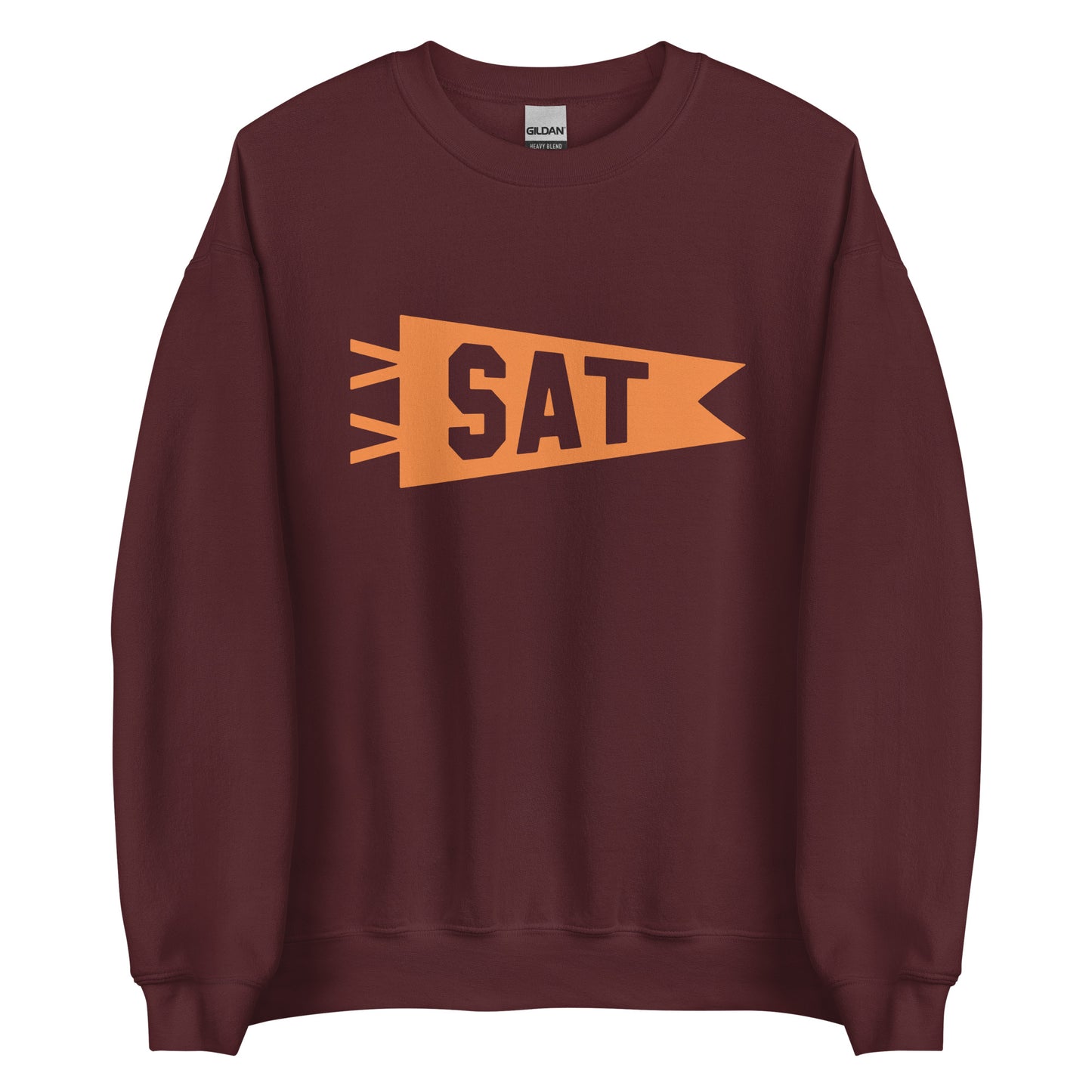 SAT San Antonio Unisex Sweatshirt • Banner Design in Orange • YHM Designs - Image 05
