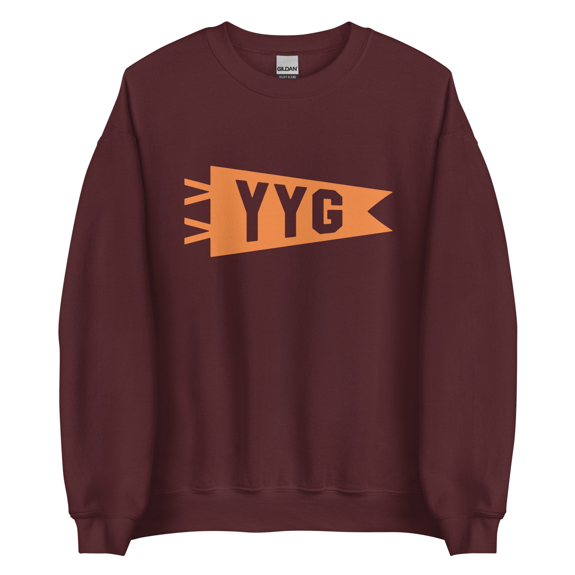 Airport Code Sweatshirt - Orange Graphic • YYG Charlottetown • YHM Designs - Image 05